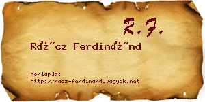 Rácz Ferdinánd névjegykártya