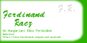 ferdinand racz business card
